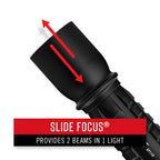 Coast XP11R LED Torch focus - Black flashlight with 'Slide Focus' feature on a white background
