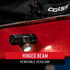 Coast XPH25R LED Torch - Removable headlamp with hinged beam attachment on a red vehicle, featuring the Coast brand.