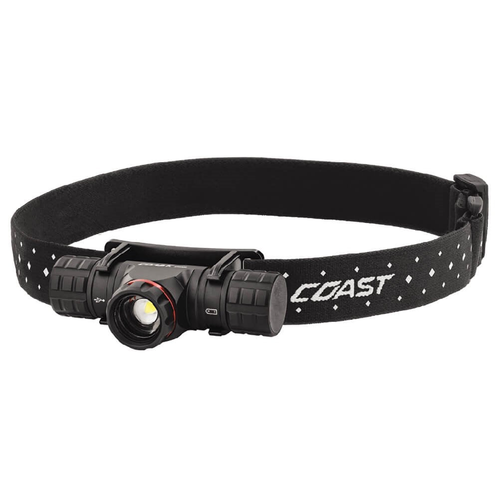 Coast XPH30R LED Torch - Black headlamp with visible 'Coast' branding on a white background