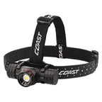 Coast XPH34R LED Headlight - Black headlamp with 'Coast' branding on a white background