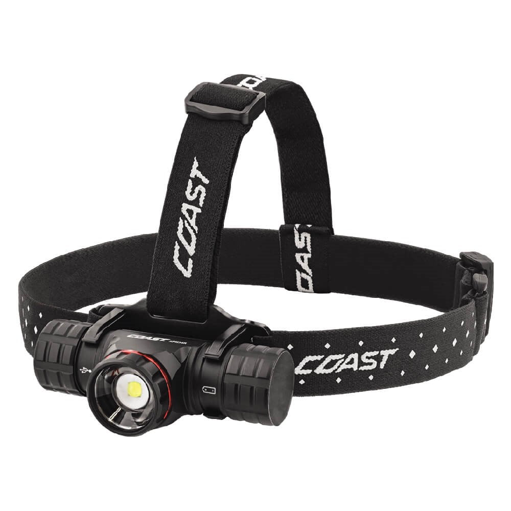 Coast XPH34R LED Headlight - Black headlamp with 'Coast' branding on a white background