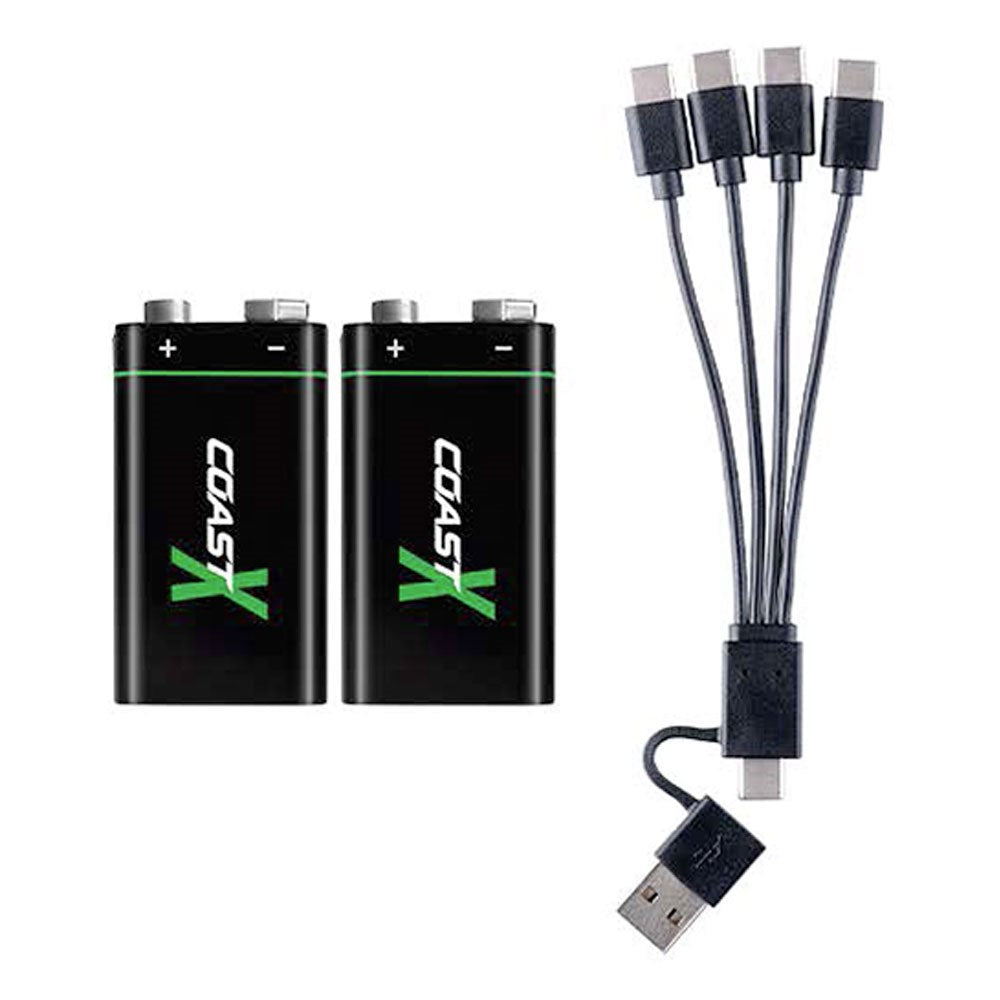 Coast ZX9V 9 Volt Recharchable Zithion-X USB-C Batteries