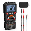Kaiweets Digital multimeter HT118E with probes and carrying case on a white background